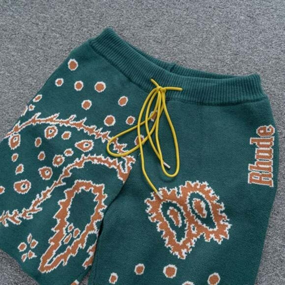 Rhude Brown Jacquard Logo Knit Shorts Green - Picture 6 of 12